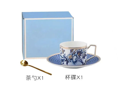 Blue lotus dinnerware and tea set dining room porcelain floral decor