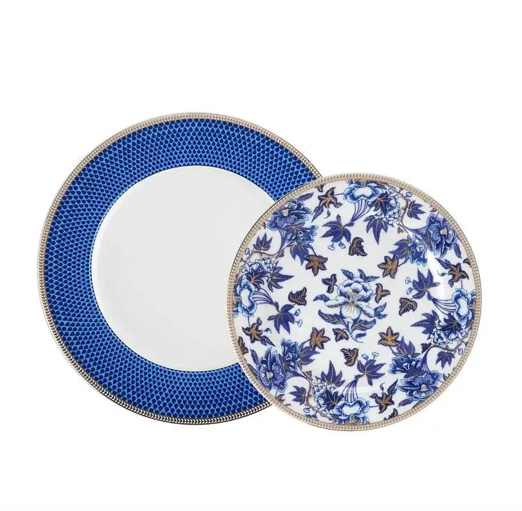 Blue lotus dinnerware and tea set dining room porcelain floral decor