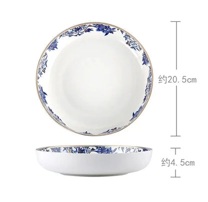Blue lotus dinnerware and tea set dining room porcelain floral decor