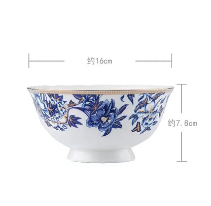 Blue lotus dinnerware and tea set dining room porcelain floral decor