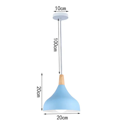 Blue matte metal pendant light with brass fixture for kitchens