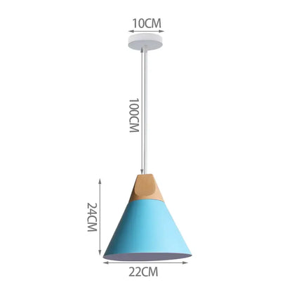 Blue matte metal pendant light with brass fixture for kitchens
