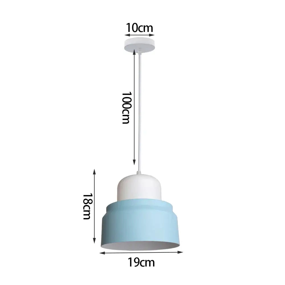 Blue matte metal pendant light with brass fixture for kitchens