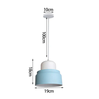 Blue matte metal pendant light with brass fixture for kitchens