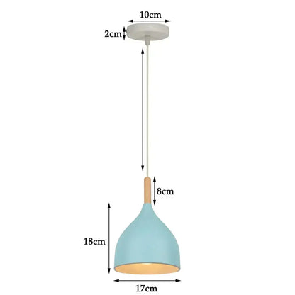 Blue matte metal pendant light with brass fixture for kitchens