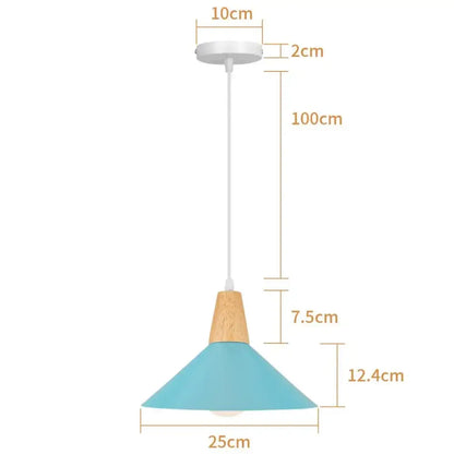 Blue matte metal pendant light with brass fixture for kitchens