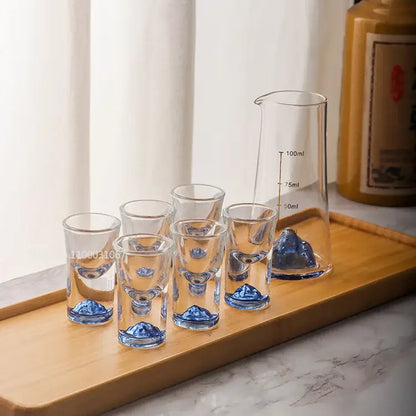 Blue mountain blue sake glass ice jug set dining room