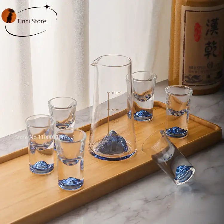Blue mountain blue sake glass ice jug set dining room