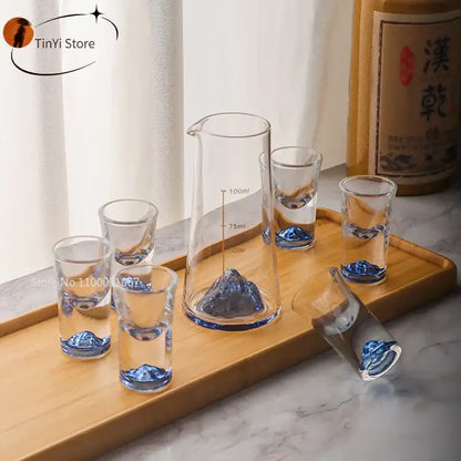Blue mountain blue sake glass ice jug set dining room