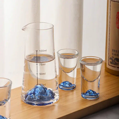 Blue mountain blue sake glass ice jug set dining room