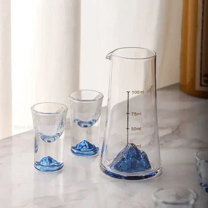 Blue mountain blue sake glass ice jug set dining room