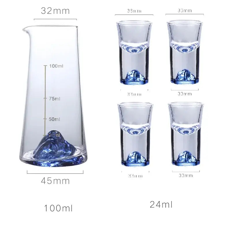 Blue mountain blue sake glass ice jug set dining room