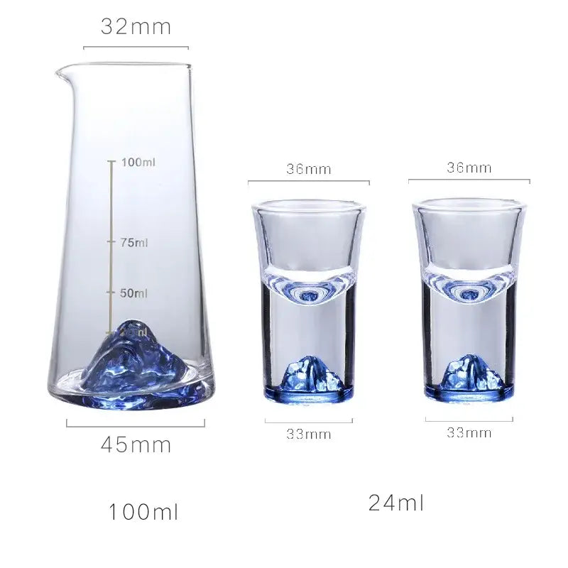 Blue mountain blue sake glass ice jug set dining room