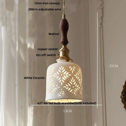 Blue ribbed ceramic led pendant lamp kitchen brass accents