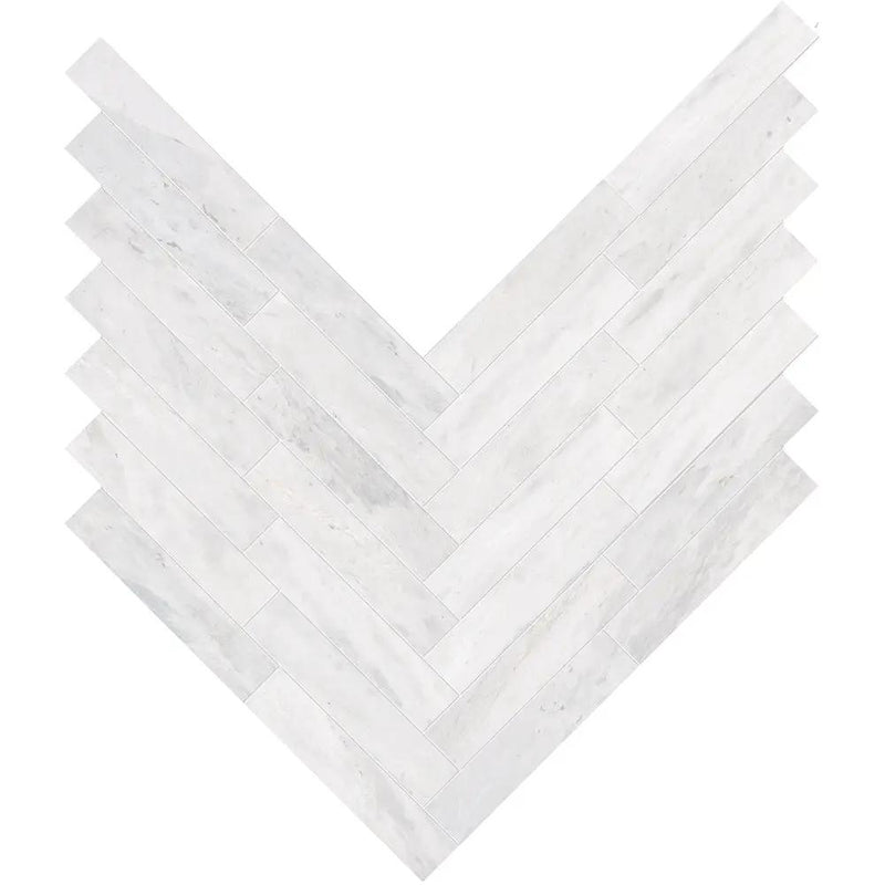 Blue Savoy Polished Large Herringbone Marble Mosaics 12 7/8x9 11/32