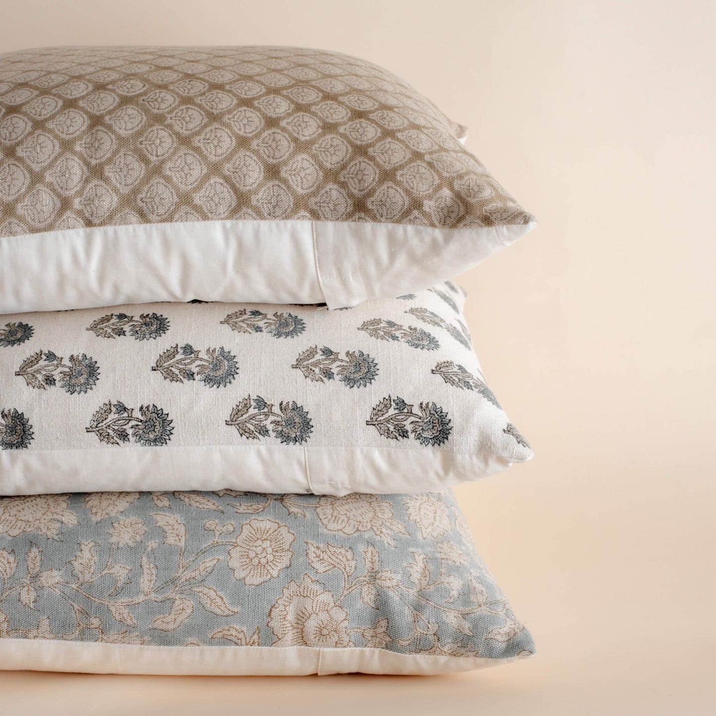 Ayla Floral Block Printed Pillow Cover | Mustard