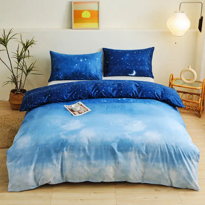 Blue starry sky duvet cover set bedroom bedding