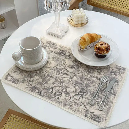 Blue toile cotton linen meal mat dining room table pad