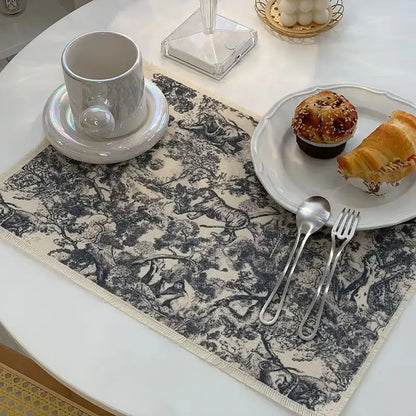 Blue toile cotton linen meal mat dining room table pad