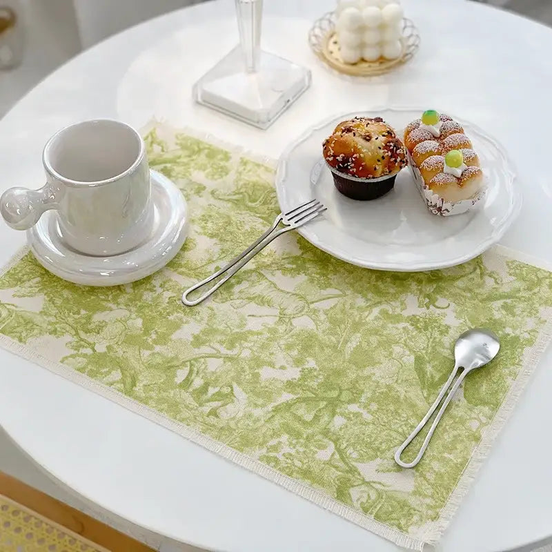 Blue toile cotton linen meal mat dining room table pad
