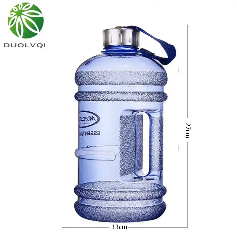 Blue translucent sports water bottle for fitness gym and kitchen