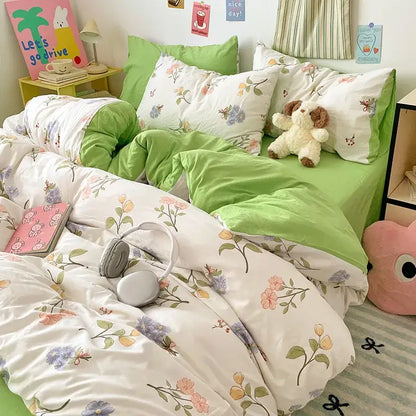 Blue & white bunny cloud cotton printed bedding sets bedroom quilt set
