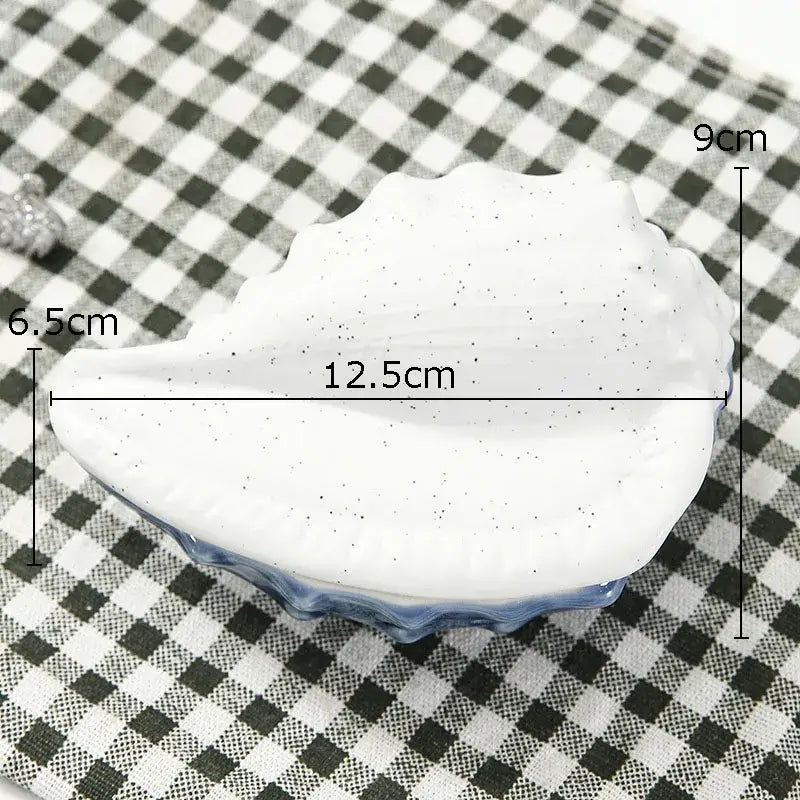 Blue & white ceramic marine life clamshell trays bedroom decor