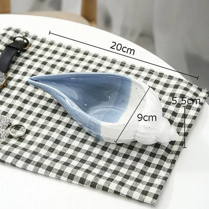 Blue & white ceramic marine life clamshell trays bedroom decor