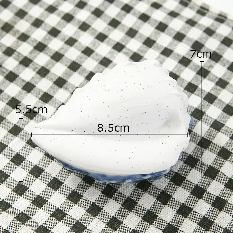Blue & white ceramic marine life clamshell trays bedroom decor