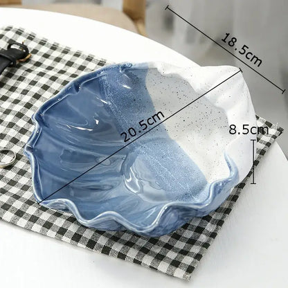 Blue & white ceramic marine life clamshell trays bedroom decor