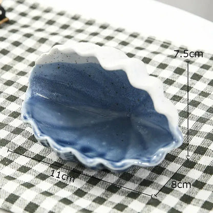 Blue & white ceramic marine life clamshell trays bedroom decor