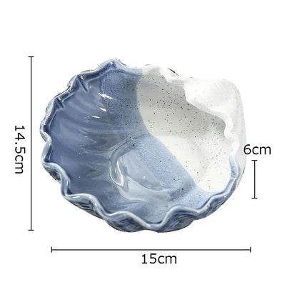 Blue & white ceramic marine life clamshell trays bedroom decor