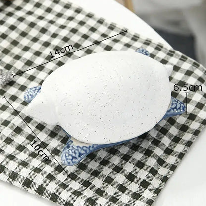 Blue & white ceramic marine life clamshell trays bedroom decor
