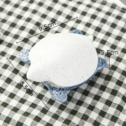 Blue & white ceramic marine life clamshell trays bedroom decor