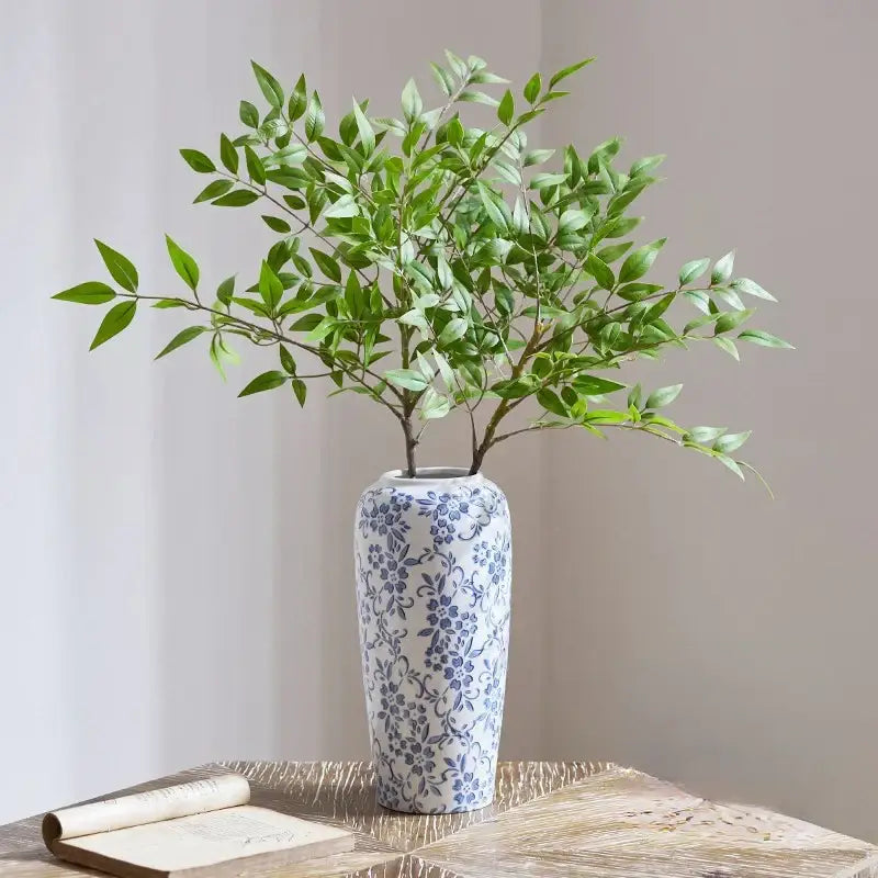 Blue & white ceramic vase living room ice crack floral decor