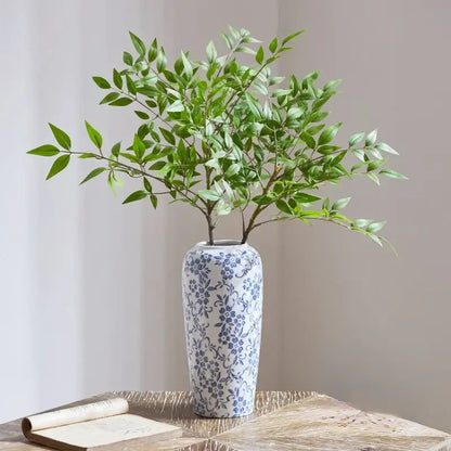 Blue & white ceramic vase living room ice crack floral decor