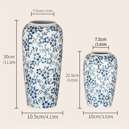 Blue & white ceramic vase living room ice crack floral decor