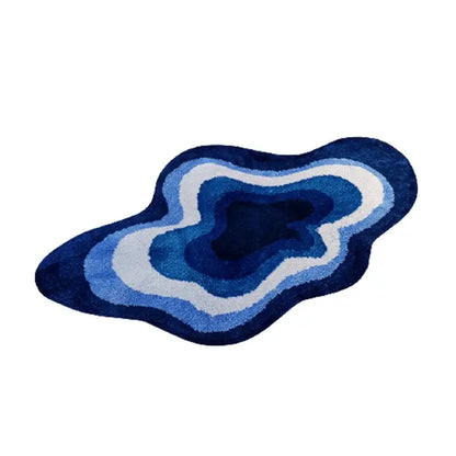 Blue & white cloud shaped tufted rug bathroom non slip mat