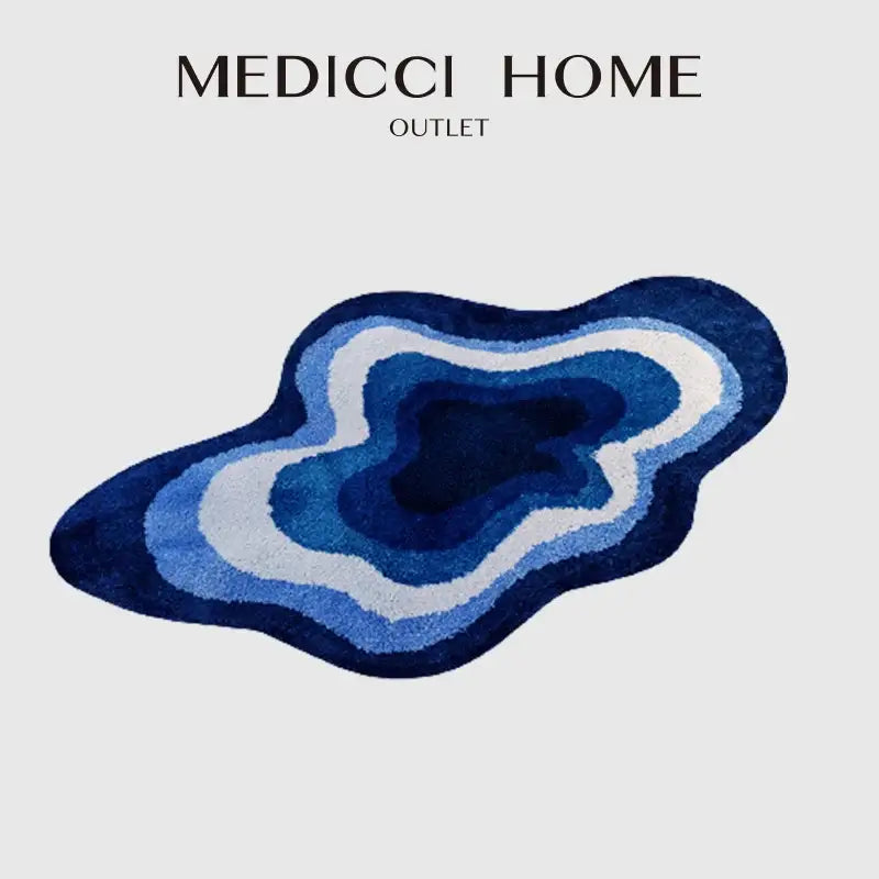 Blue & white cloud shaped tufted rug bathroom non slip mat