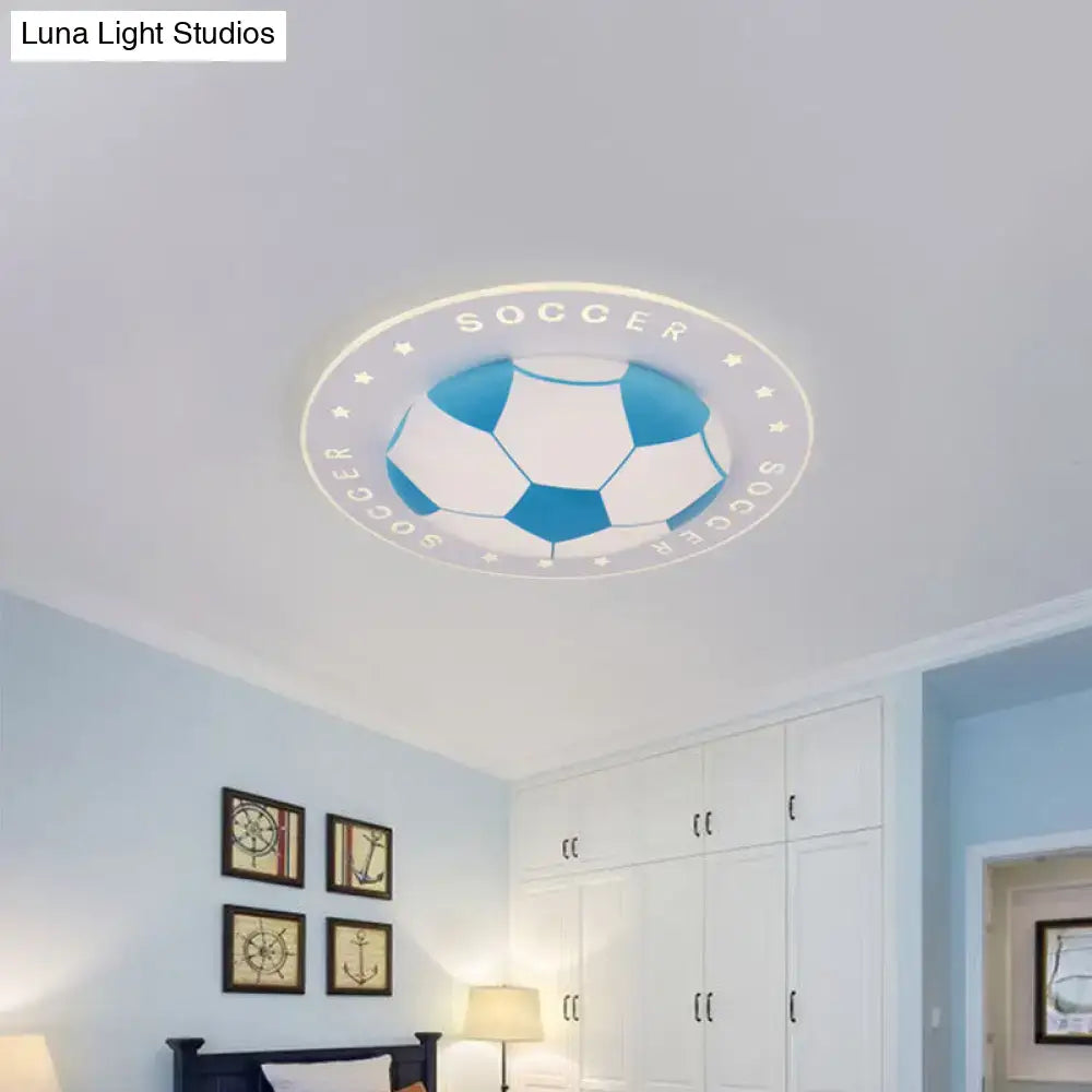 Blue & white football kids led flush mount spotlight bedroom lamp