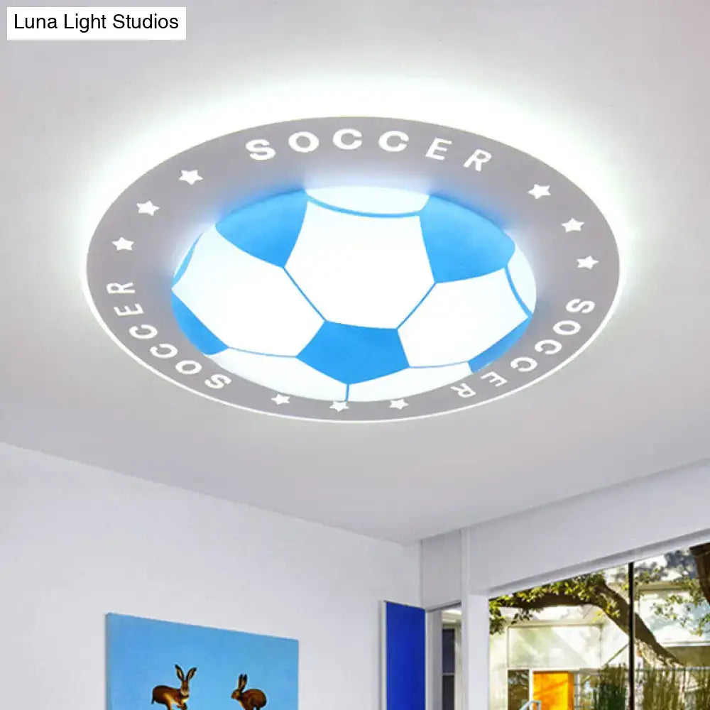 Blue & white football kids led flush mount spotlight bedroom lamp