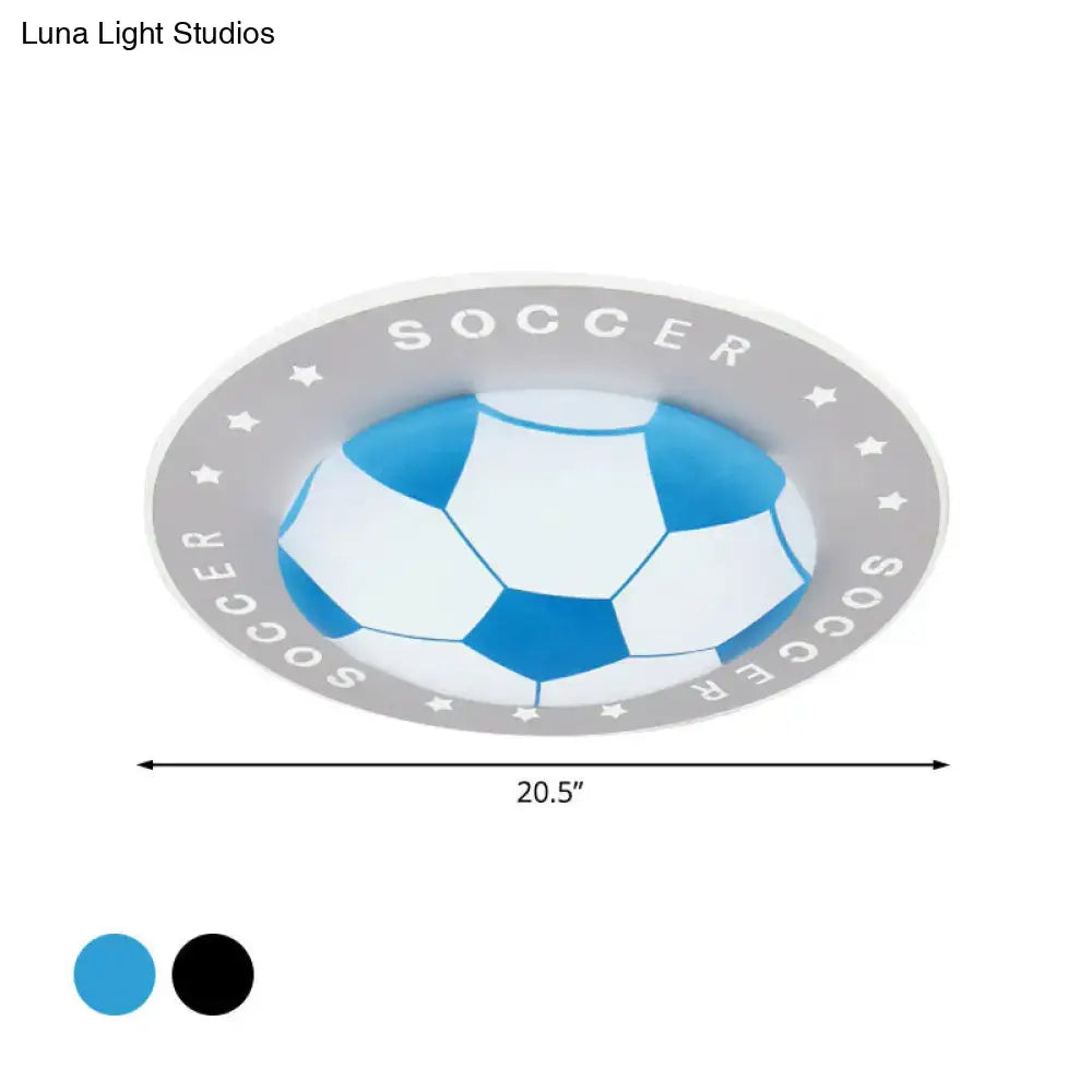 Blue & white football kids led flush mount spotlight bedroom lamp