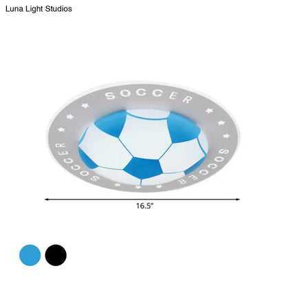 Blue & white football kids led flush mount spotlight bedroom lamp