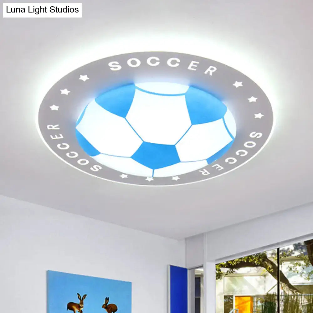 Blue & white football kids led flush mount spotlight bedroom lamp