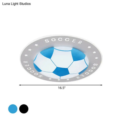 Blue & white football kids led flush mount spotlight bedroom lamp