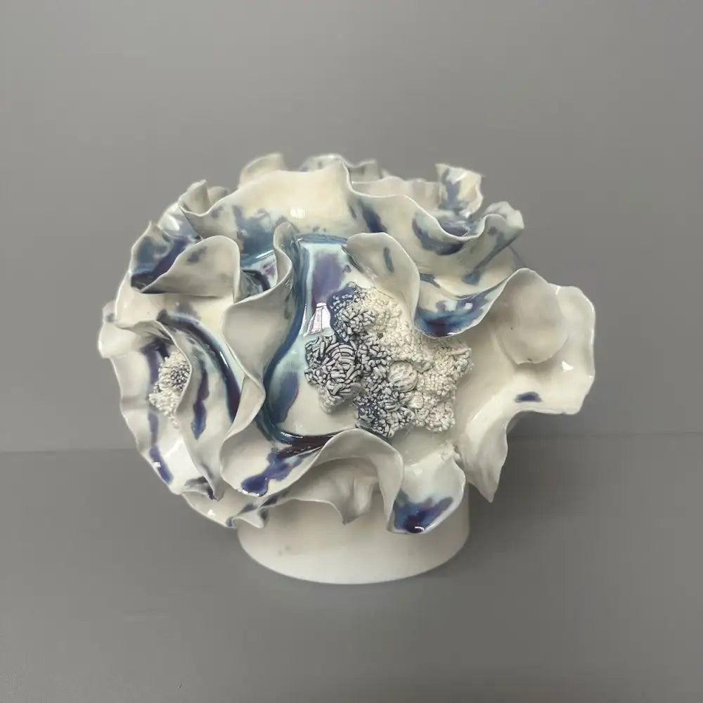 Blue & white handmade porcelain fold pattern vase living room decor