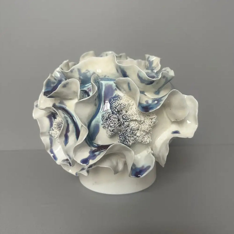 Blue & white handmade porcelain fold pattern vase living room decor