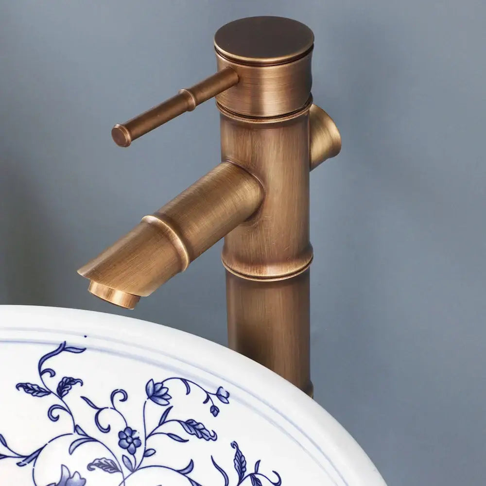 Blue & white porcelain basin set with pop drain – bathroom sink