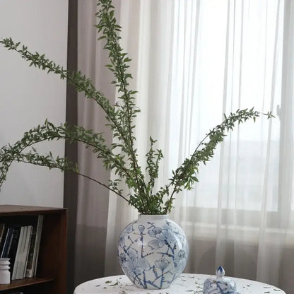 Blue & white porcelain ceramic vase living room gold accent decor