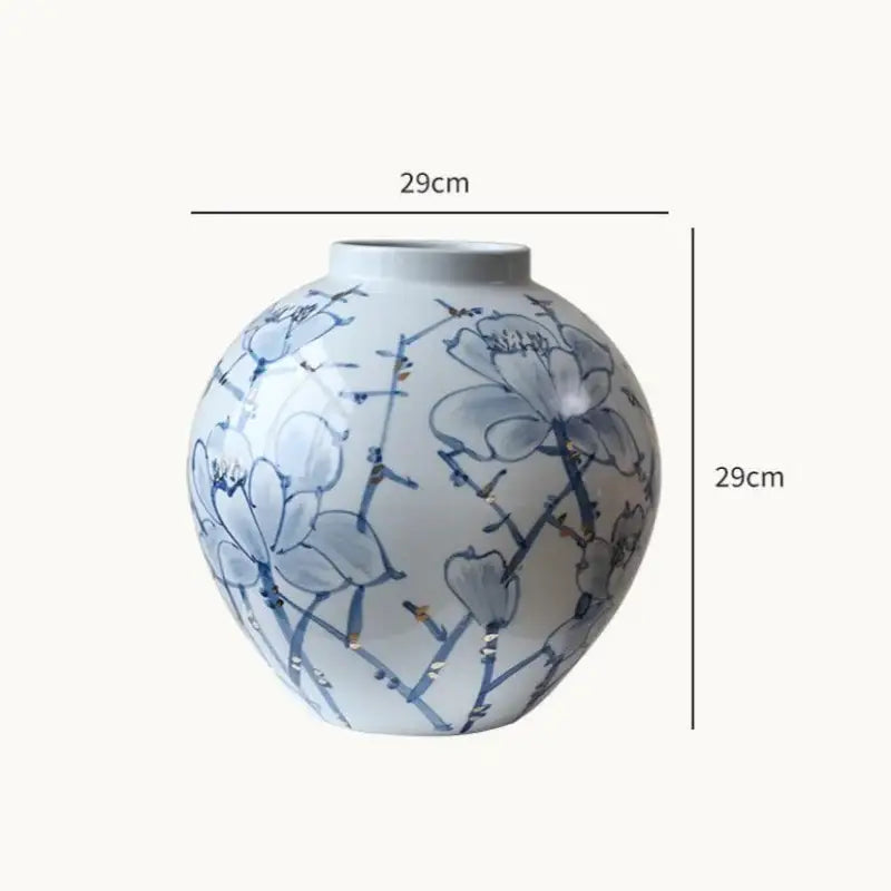 Blue & white porcelain ceramic vase living room gold accent decor